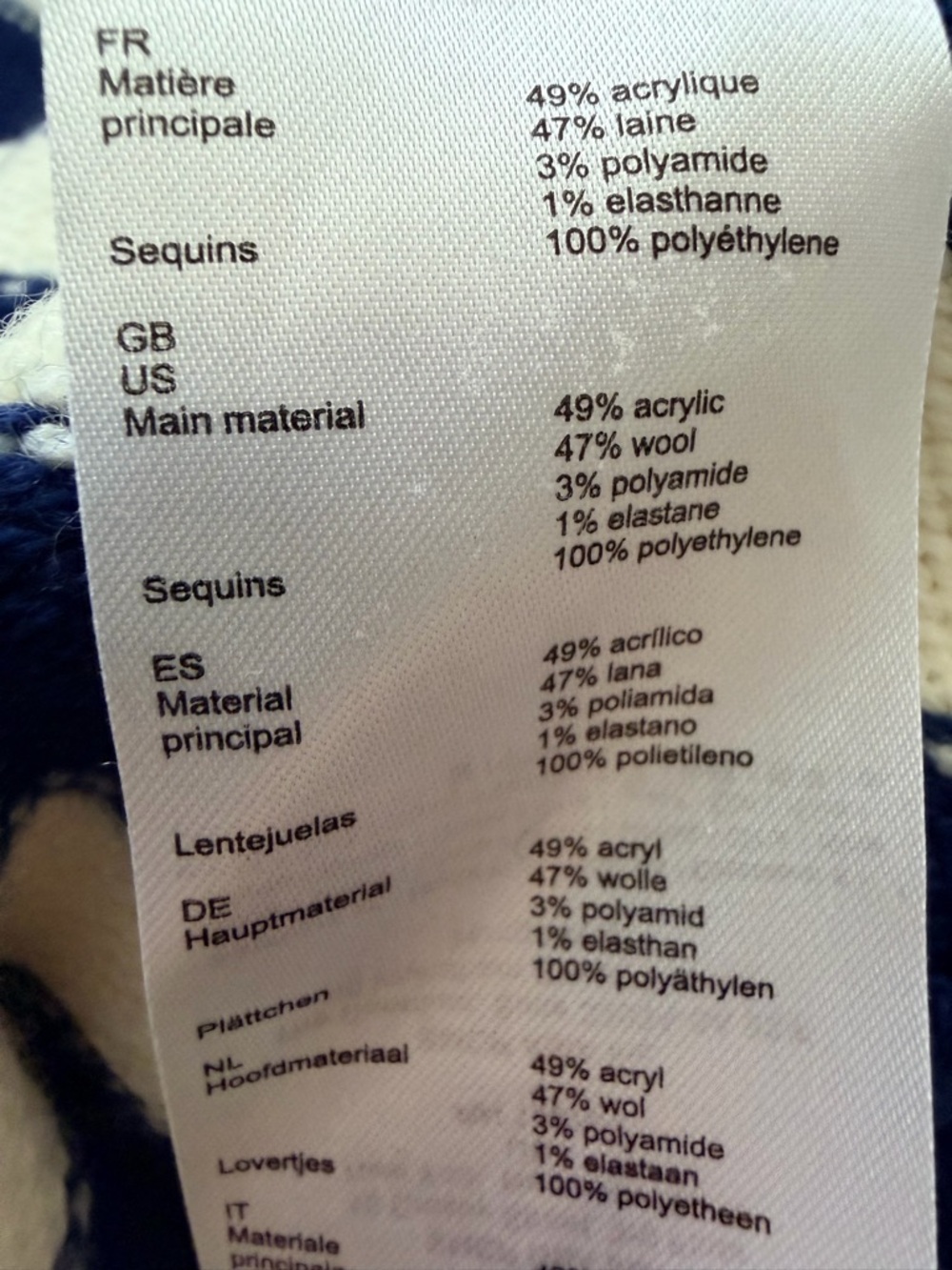 Maje Wool Blend Blue and White 'Shine with me' Women's Sweater - Picture 7 of 7